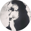 Woman with butterfly mask in black and white.